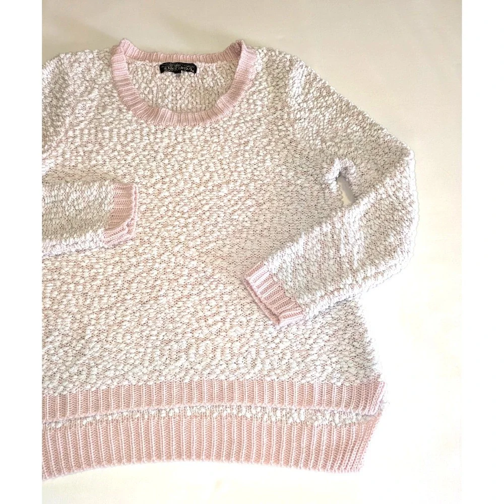 Almost Famous Women Pink Pullover Sweater XL Slub Textured Knit Cozy Loose Knit - Picture 2 of 9